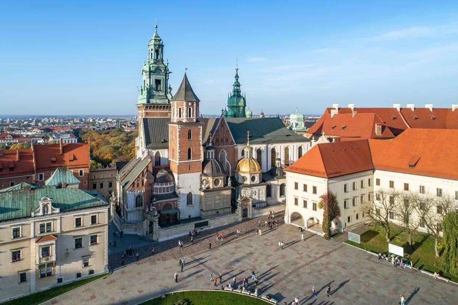 Wawelslott och katedral i Krakow