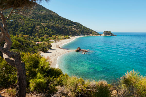 Strand på Samos i Grekland