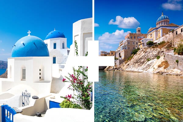Spektakulära Santorini och genuina Syros