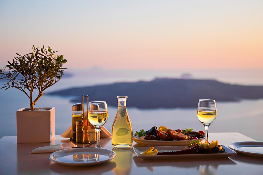 Romantisk middag på Santorini