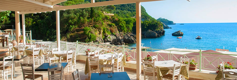 Strandrestaurang på Korfu