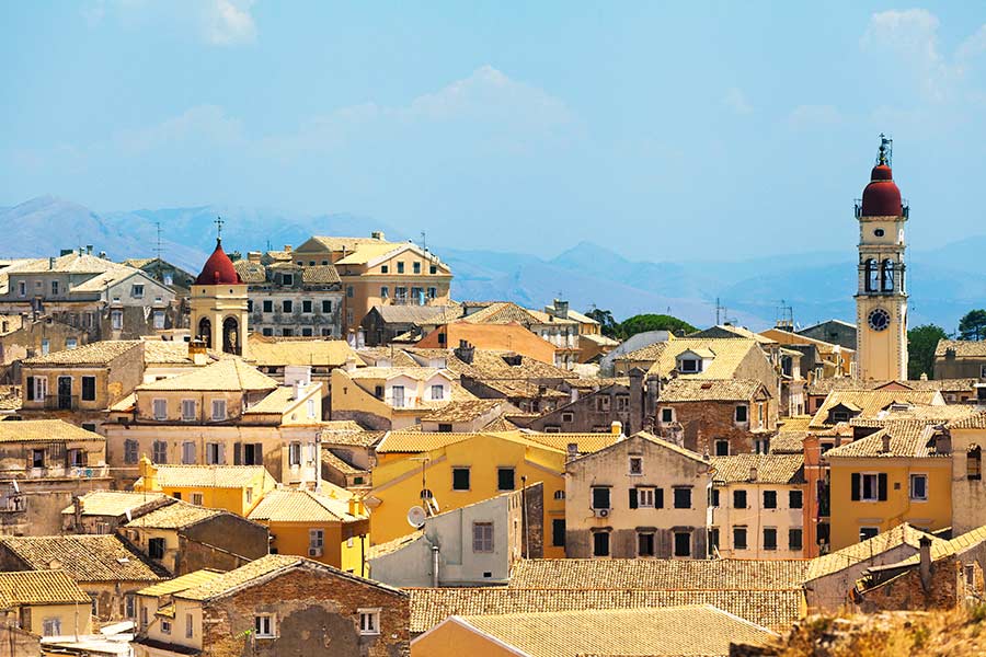 Charmiga städer och byar på Korfu