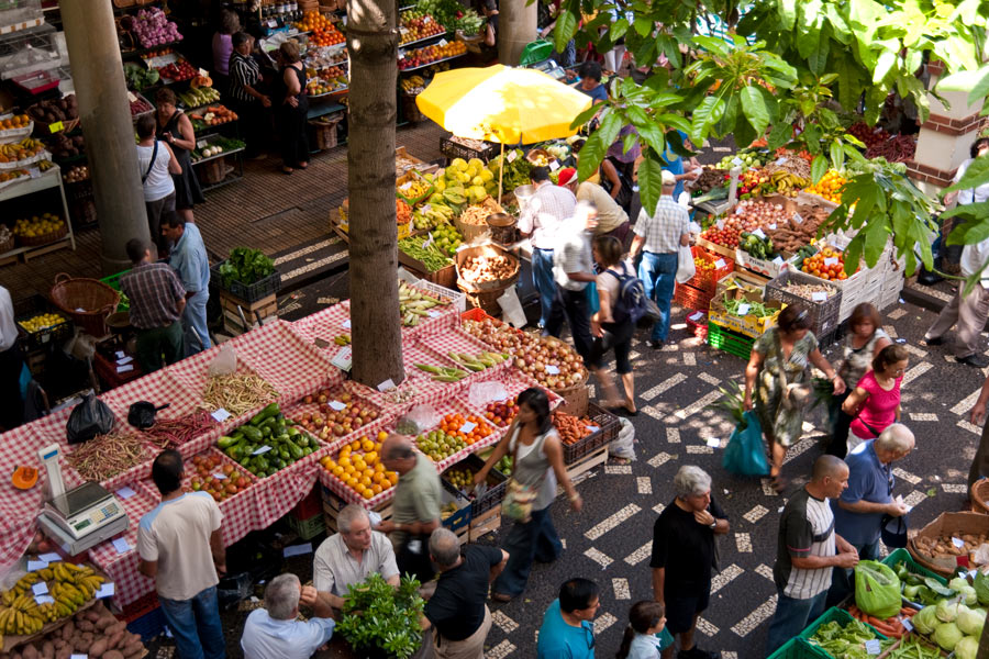 Frukt- och grönsaksmarknad på Madeira