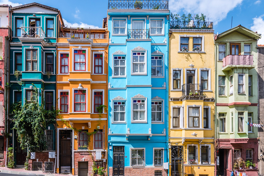 Färggranna hus i Istanbul