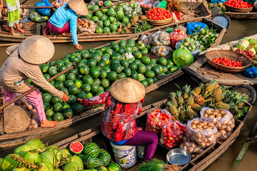 Flytande marknad i Vietnam